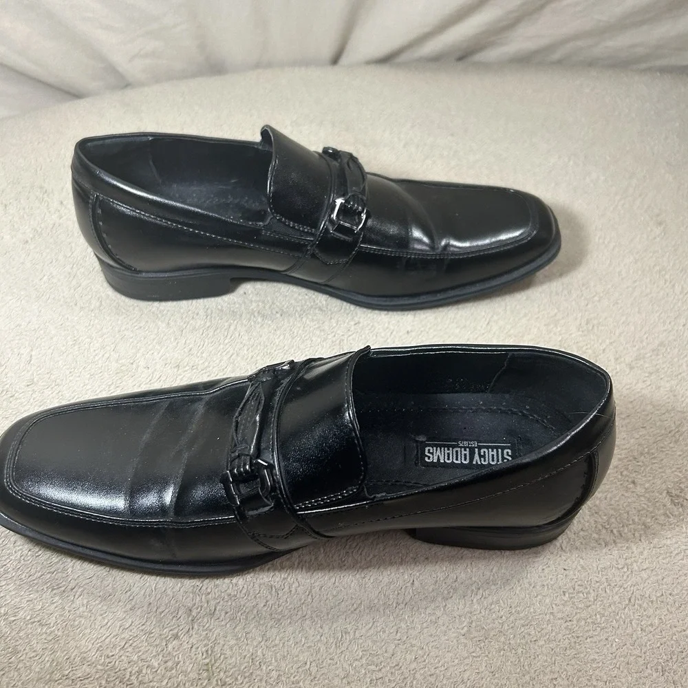 Stacy Adams Boys' Black Derby Dress Loafers Size 7M Bit Slip-On Shoes 43384-001